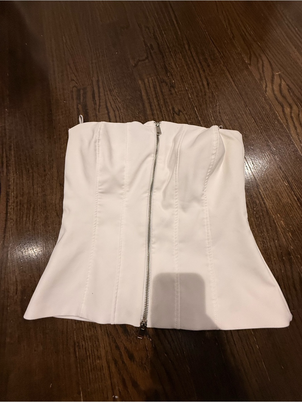 Zara White Strapless Corset top with Front Zip